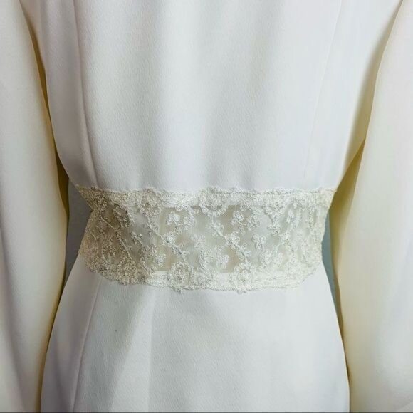 Vintage 80s Hugo Buscati Ivory Lace Trimmed Skirt Suit 2 Piece Set - Picture 16 of 16